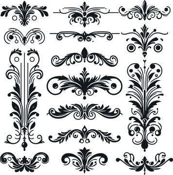 Monochrome Cosmonaut Text Dividers In Vintage Style For Decoration And calligraphic Design On White Background