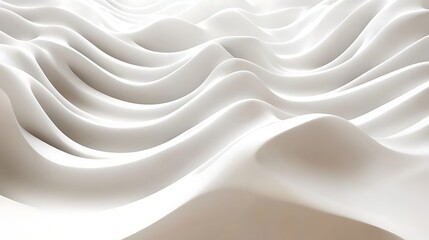 Poster - Abstract Art Showing Undulating White Forms Across the Landscape