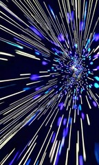 Poster - Dynamic cosmic warp journey through a vibrant galaxy of streaking lights and colors