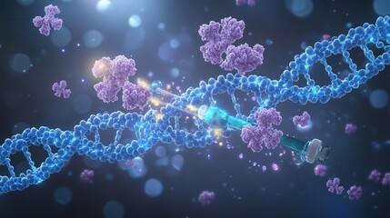 Fototapete - RNA interference (RNAi) can regulate gene expression, silencing specific genes and preventing their translation into proteins.
