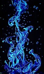 Poster - Mesmerizing blue liquid motion captures dynamic fluidity and bubbles in high definition