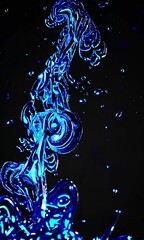 Poster - Mesmerizing blue liquid swirls and bubbles dance in dynamic motion art