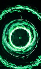 Poster - Dynamic green plasma rings pulsating with energy and vibrant motion
