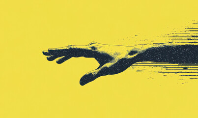 Fototapete - Exploring the Depth of Human Emotion: A Striking Graphic Representing Movement and Intention Against a Bold Yellow Backdrop