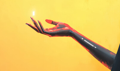Fototapete - Exploring Digital Communication: A Futuristic Gesture of Connection Through Technology and Art, Capturing Expression and Innovation in Contemporary Design