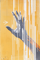 Poster - Dynamic Expression of Creativity: An Abstract Representation of a Hand Gesturing Towards Inspiration Against a Bright Yellow Background