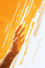 Poster - Exploring Digital Connections: An Abstract Representation of Human Interaction in a Futuristic, Orange-Tinted Environment