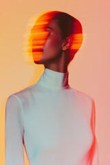 Poster - Exploring the Depths of Identity: A Captivating Portrait Blending Dreamlike States of Mind with Striking Abstract Elements and Vibrant Contrasts