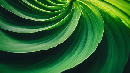 Poster - Beautiful swirling green plant leaves in an abstract composition