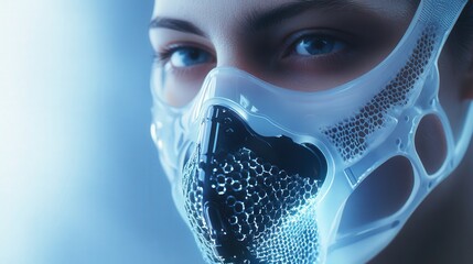 Poster - medical mask that uses advanced filtration and nanotechnology to filter out harmful bacteria and viruses, offering superior protection during flu seasons.