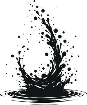 Minimal Water Splash Silhouette On Isolated White Background