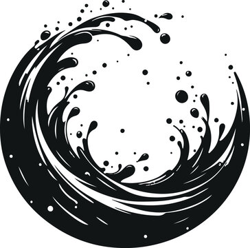 Minimal Water Splash Silhouette On Isolated White Background