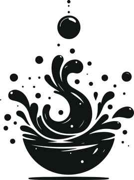 Minimal Water Splash Silhouette On Isolated White Background