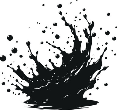 Minimal Water Splash Silhouette On Isolated White Background