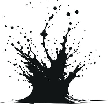 Minimal Water Splash Silhouette On Isolated White Background