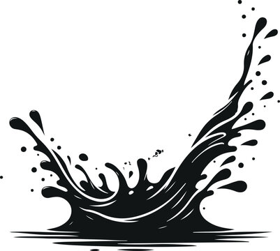 Minimal Water Splash Silhouette On Isolated White Background