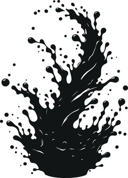 Minimal Water Splash Silhouette On Isolated White Background