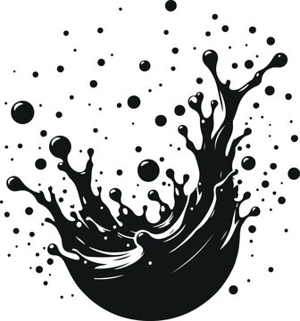 Minimal Water Splash Silhouette On Isolated White Background