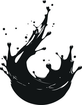 Minimal Water Splash Silhouette On Isolated White Background