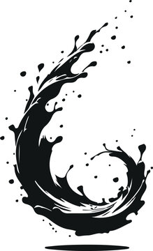 Minimal Water Splash Silhouette On Isolated White Background