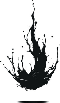 Minimal Water Splash Silhouette On Isolated White Background