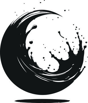 Minimal Water Splash Silhouette On Isolated White Background