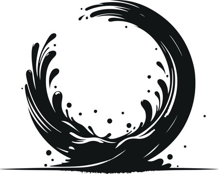 Minimal Water Splash Silhouette On Isolated White Background