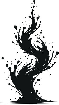 Minimal Water Splash Silhouette On Isolated White Background
