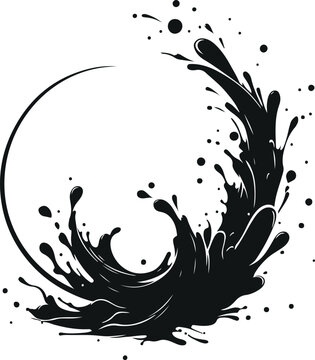 Minimal Water Splash Silhouette On Isolated White Background