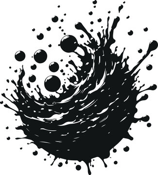 Minimal Water Splash Silhouette On Isolated White Background