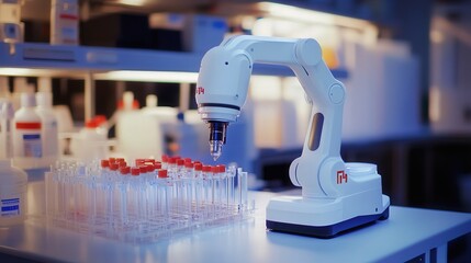 Poster - robot designed for lab environments, performing complex experiments with high precision and ensuring consistency in results.