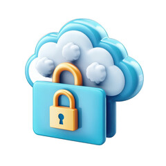 Poster - copper lock protects files stored in folders, cloud data storage security concept