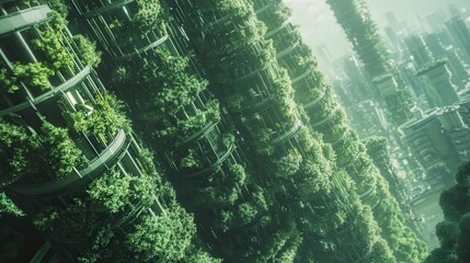 Poster - futuristic vertical farm, supplying an entire city with food.