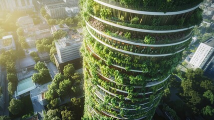 Poster - futuristic vertical farm, supplying an entire city with food.
