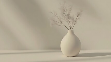 Poster - white vase holding some dried plants next to a wall