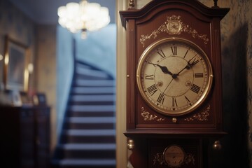 Poster - A clock hangs from the side of a wall