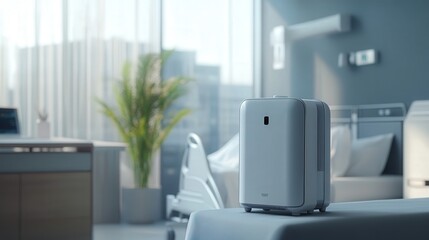 Poster - smart air filtration system that monitors the environment for pollutants, ensuring air quality is maintained in hospitals for sensitive patients.