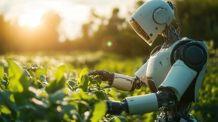 Aufkleber - world where robots and ai take care of every aspect of agriculture, from planting to harvesting, cre