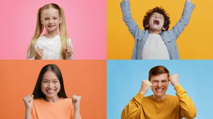 Poster - A diverse collection of adults and children express joy and excitement.
