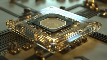 Poster - microchip, designed to interface directly with brain signals, offering enhanced cognition and real-t