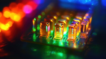 Poster - bio-reactive microchip, designed to dissolve after use, eliminating electronic waste and reducing environmental impact.