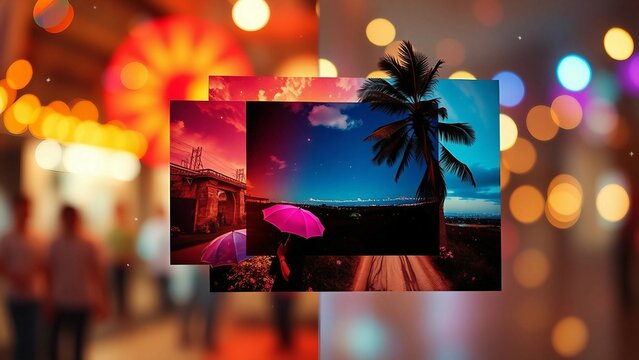 Surreal collage with vibrant imagery element set on transparent background