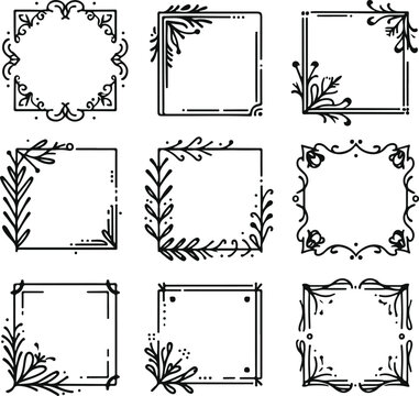 Vintage Style Frames For Decoration And Design On Isolated White Background
