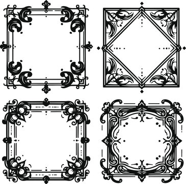 Vintage Style Frames For Decoration And Design On Isolated White Background