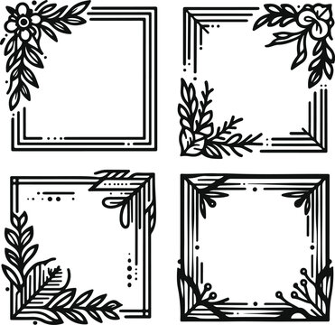 Vintage Style Frames For Decoration And Design On Isolated White Background