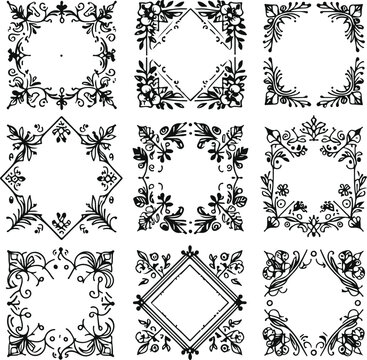 Vintage Style Frames For Decoration And Design On Isolated White Background
