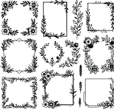 Vintage Style Frames For Decoration And Design On Isolated White Background