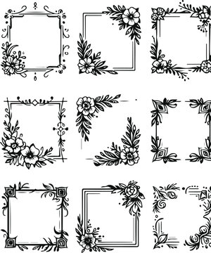 Vintage Style Frames For Decoration And Design On Isolated White Background