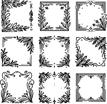 Vintage Style Frames For Decoration And Design On Isolated White Background