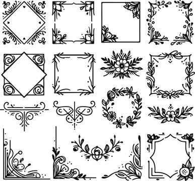 Vintage Style Frames For Decoration And Design On Isolated White Background